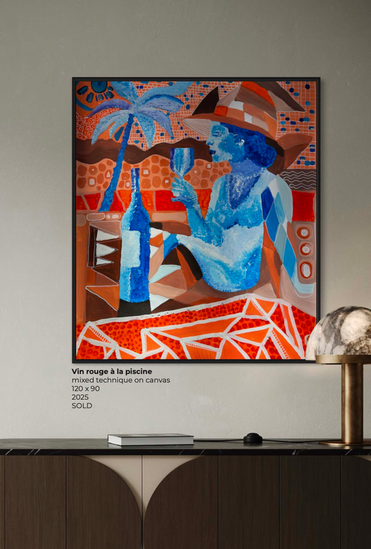 Vin rouge à la piscine